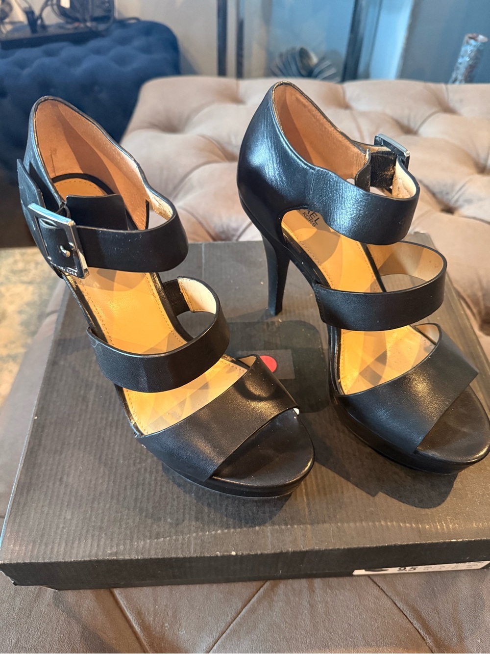 Michael Kors Black Strappy High Heel Sandals